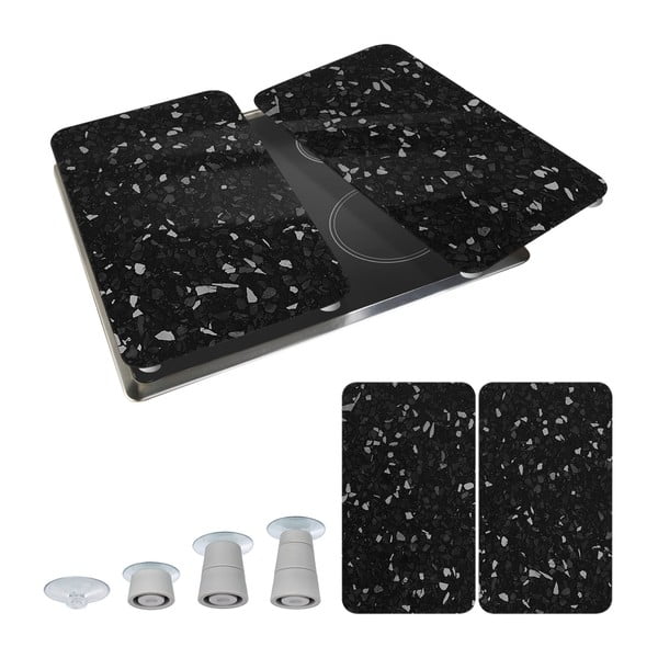 2 juodų stiklinių dangčių rinkinys viryklei Wenko Universal-image-2