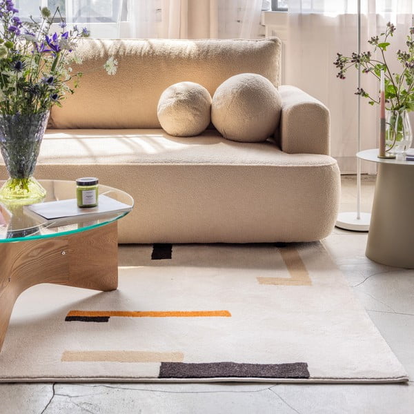 Oranžinės spalvos/kreminės spalvos kilimas 80x150 cm Linea – Universal-image-1