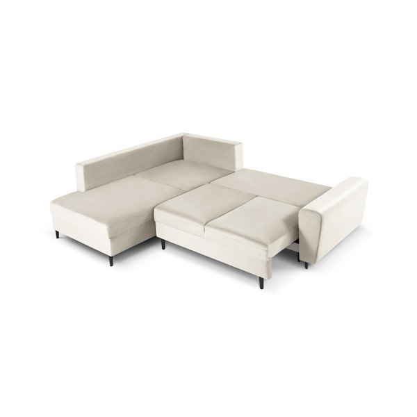 Smėlio spalvos iš velveto sulankstoma/su sandėliavimo vieta kampinė sofa (su kairiuoju kampu/„L“ formos) Kyoto – Cosmopolitan Design-image-2