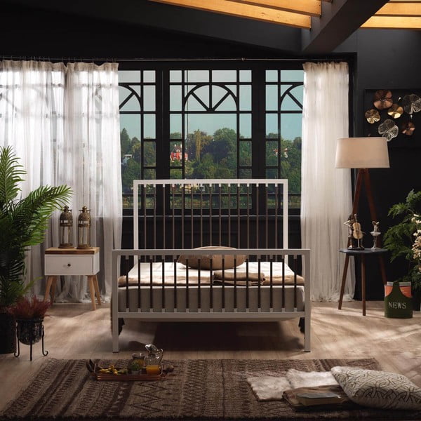 Iš metalo dvigulė lova baltos spalvos su lovos grotelėmis 180x200 cm Breeze – Kalune Design-image-3