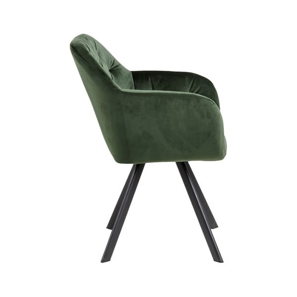 Žalios spalvos iš audinio valgomojo kėdė su porankiais Lola – Actona-image-2