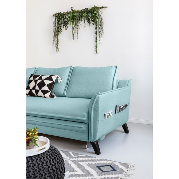 Šviesiai mėlyna sofa-lova Miuform Charming Charlie, kairysis kampas-image-4