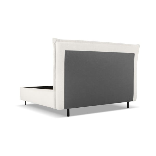 Dvigulė lova baltos spalvos audiniu dengta su sandėliavimo vieta su lovos grotelėmis 160x200 cm Armie – Milo Casa-image-3