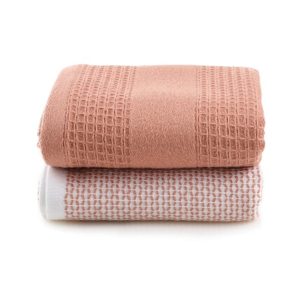 Rausvos spalvos gofruoti rankšluosčiai 2 vnt. 40x60 cm Betty – Foutastic-image-3