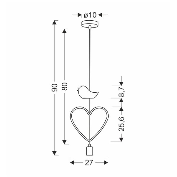 Baltos spalvos/rožinės spalvos vaikiškas pakabinamas šviestuvas su metaliniu gaubtu Single – Candellux Lighting-image-2