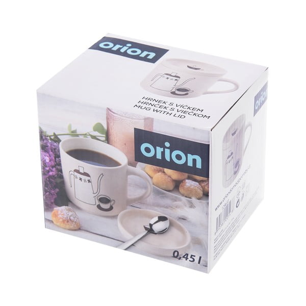 Iš porceliano  puodelis su dangteliu baltos spalvos 450 ml – Orion-image-3