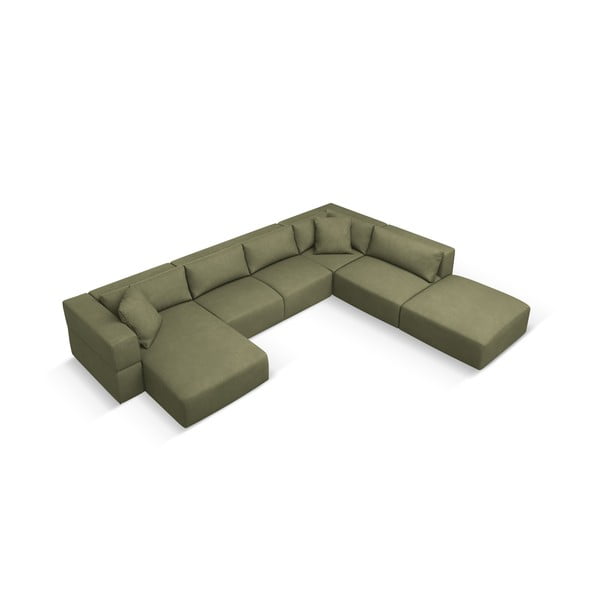 Kampinė sofa šviesiai žalios spalvos (su dešiniuoju kampu/„U“ formos) Esther – Milo Casa-image-2