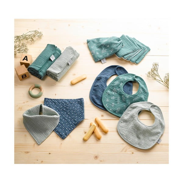 Iš muslino seilinukai komplekte žalios spalvos 2 vnt. – Bébé Douceur-image-2