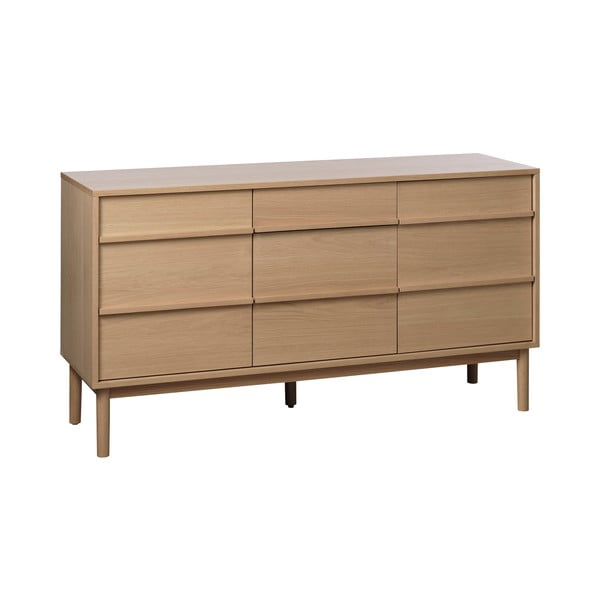 Žema šoninė spintelė natūralios spalvos iš ąžuolo 75x140 cm Ponza – Unique Furniture-image-3
