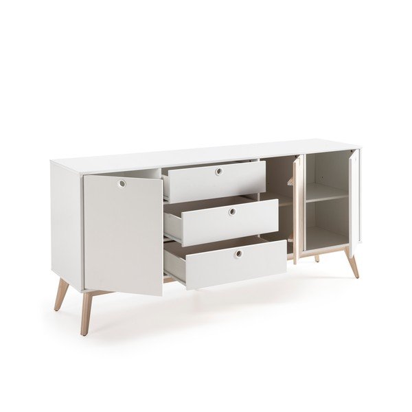 Baltos pušies medienos komoda "Marckeric Kiara-image-4