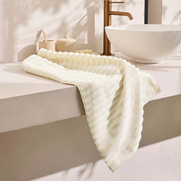 Kreminės spalvos iš frote audinio iš medvilnės rankšluostis 50x90 cm Maya – douceur d'intérieur-image-2