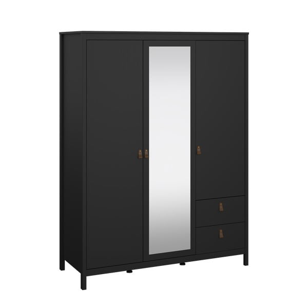 Juodos spalvos drabužių spinta su veidrodžiu 150x199x58 cm Madrid – Tvilum-image-4