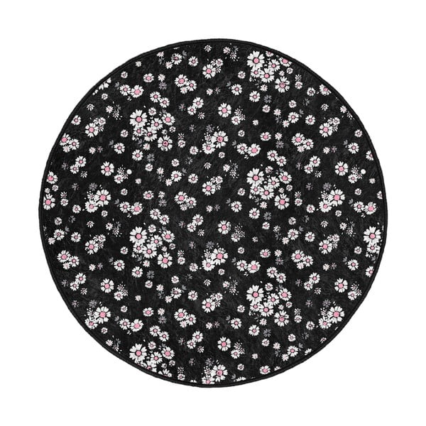 Skalbiamas/robotiniams dulkių siurbliams apvalios formos kilimas juodos spalvos ø 80 cm Comfort – Mila Home