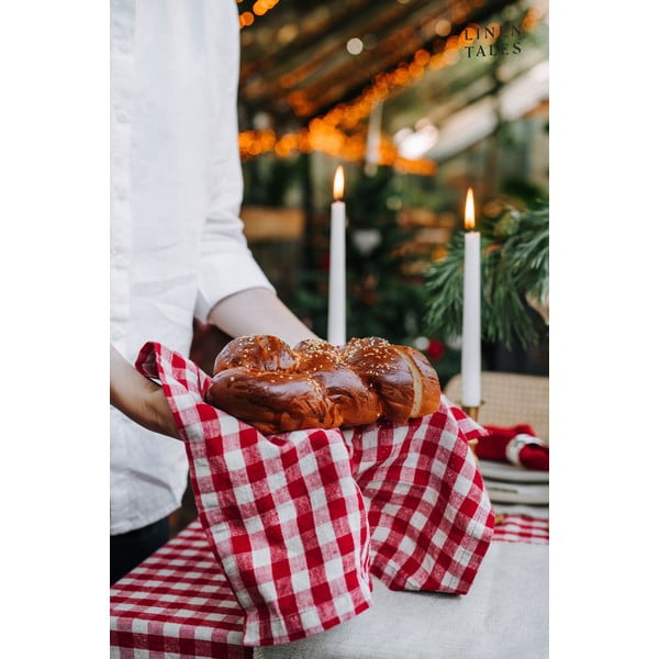 Iš lino virtuvės rankšluostis 45x65 cm Red Gingham – Linen Tales-image-1