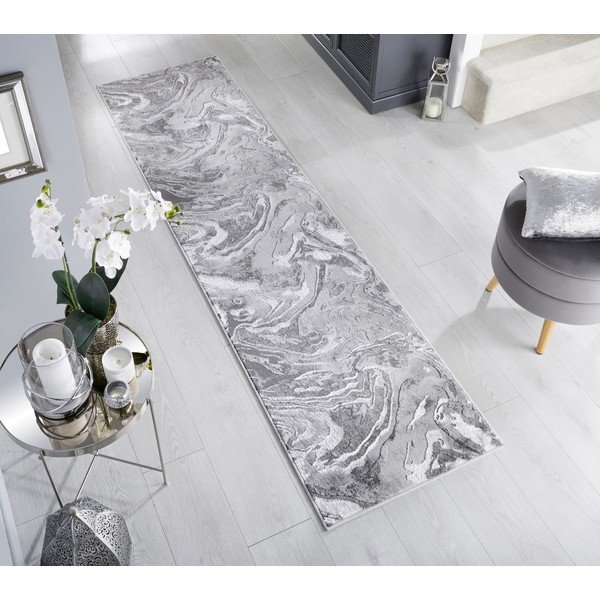 Kilimas pilkos spalvos/sidabrinės spalvos 60x230 cm Marbled – Flair Rugs-image-1