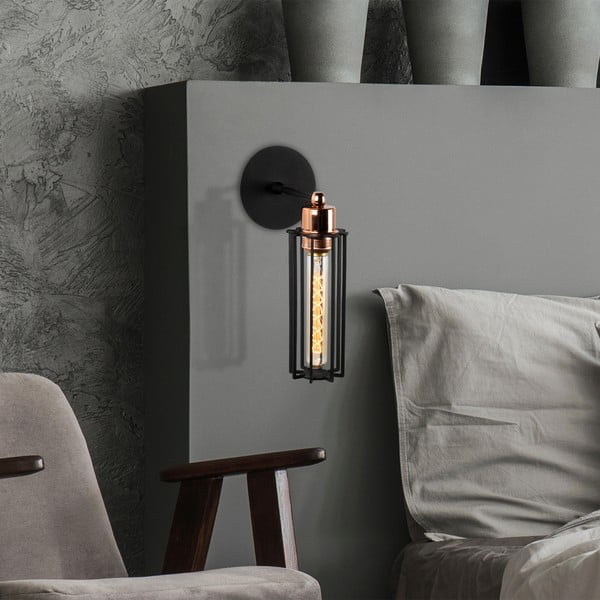 Sieninė lempa juodos spalvos ø 8 cm Likya – Opviq lights-image-2