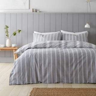 Iš flanelės dvigulė patalynė pilkos spalvos 200x200 cm Ticking Stripe – Bianca