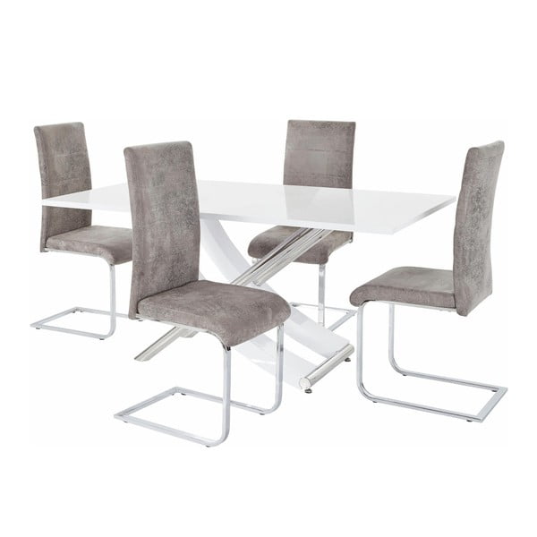 Stalo ir 4 pilkų kėdžių komplektas Støraa Carl