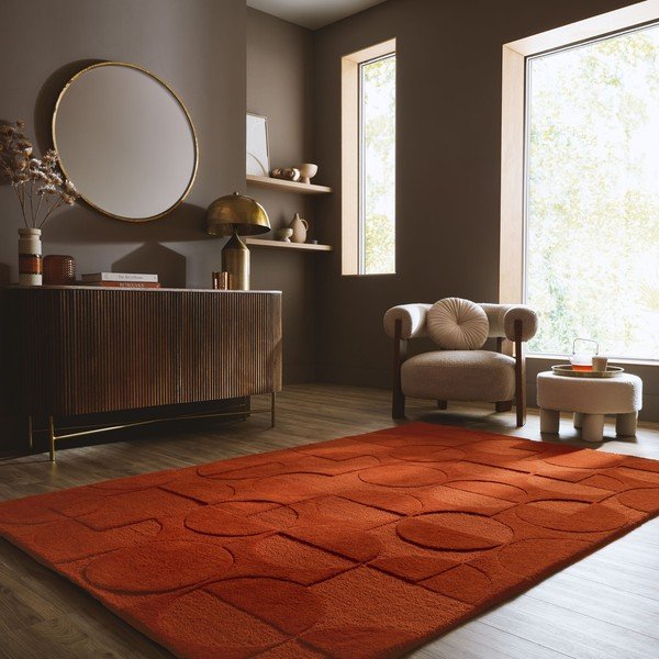 Rankų darbo terakotos spalvos iš vilnos kilimas 120x170 cm Gigi – Flair Rugs-image-1