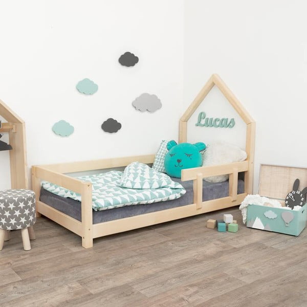 Medinė vaikiška lova su grotele iš dešinės Benlemi Poppi, 90 x 160 cm