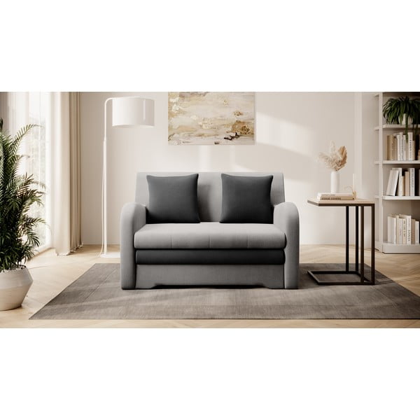 Šviesiai pilkos spalvos/antracito spalvos iš velveto sulankstoma sofa 130 cm Ario – ELTAP-image-1