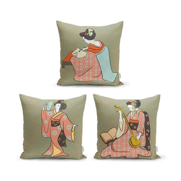3 dekoratyvinių užvalkalų rinkinys Minimalistiniai pagalvių užvalkalai Etniniai rytietiški, 45 x 45 cm