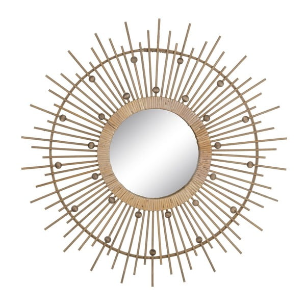 Sieninis veidrodis su bambukiniu rėmu ø 70 cm Sol – Ixia