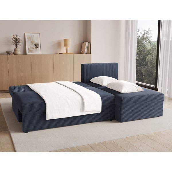 Pilkos spalvos sulankstoma/su sandėliavimo vieta kampinė sofa iš kordinio velveto Gino – ELTAP-image-4