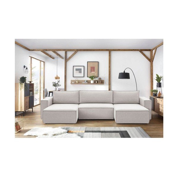 Kampinė sofa smėlio spalvos („U“ formos) Nihad – Bobochic Paris-image-1