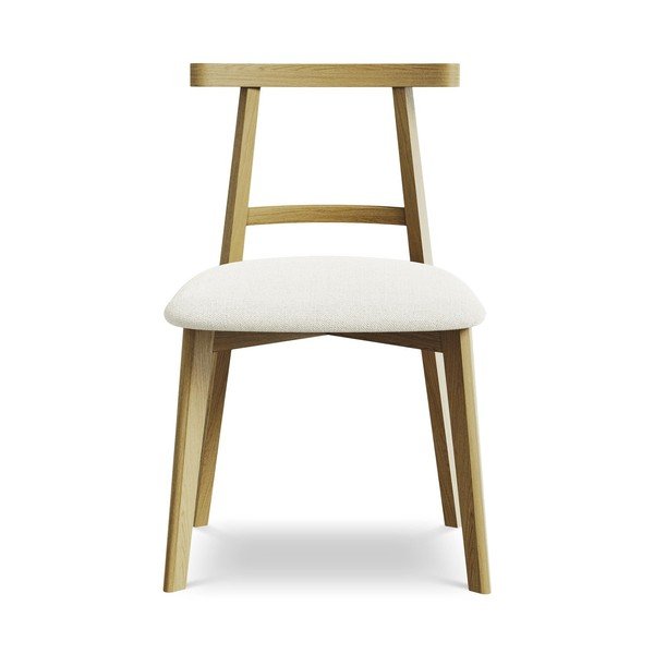 Kreminės spalvos iš medienos masyvo valgomojo kėdė Ohelo – Makamii-image-1