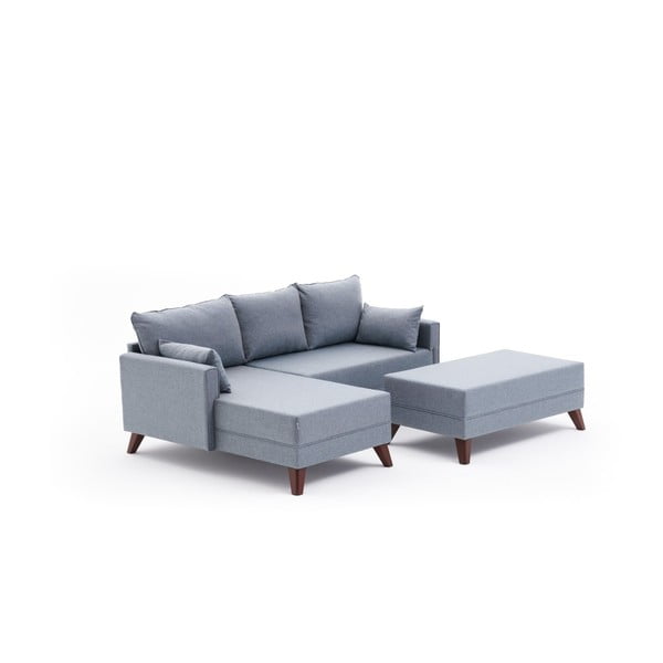Kampinė sofa šviesiai mėlynos spalvos (su kairiuoju kampu) Bella – Balcab Home