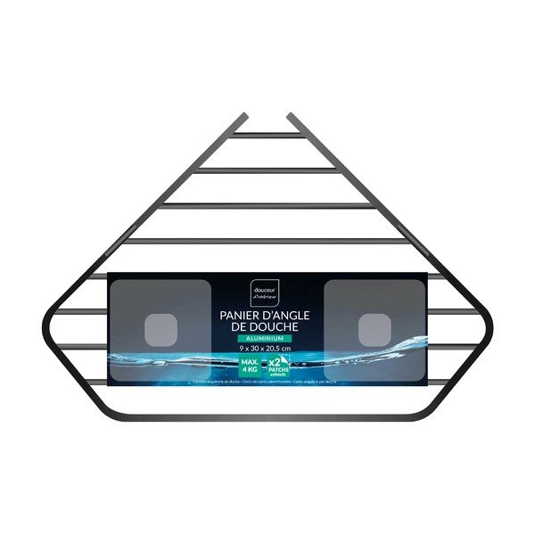 Su montavimu be gręžimo/kampinė matinės juodos spalvos iš aliuminio vonios lentyna Filaire Aluminium – douceur d'intérieur-image-2