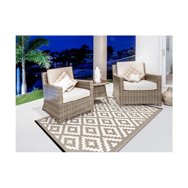 Smėlio ir baltos spalvos dvipusis lauko kilimas Green Decore Nirvana, 120 x 180 cm-image-4