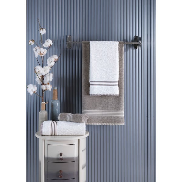 Kreminės spalvos/taupe spalvos iš medvilnės vonios rankšluosčių rinkiniai 4 vnt. – Mila Home-image-2