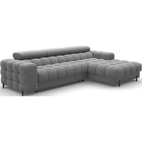 Taupe spalvos iš velveto sulankstoma/su sandėliavimo vieta kampinė sofa (su dešiniuoju kampu/su gultu) Felro – ELTAP-image-2