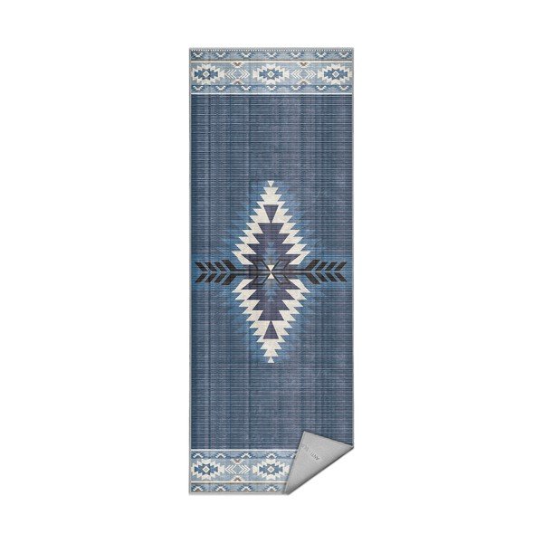 Skalbiamas kilimas mėlynos spalvos 80x200 cm Ethnic Geo – Mila Home
