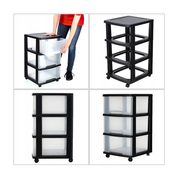 Iš plastiko lentyna ant ratukų juodos spalvos/peršviečiama 37x61 cm – Curver-image-4