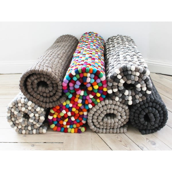 Pilkas vilnos kilimas Wooldot Ball Rugs, 100 x 150 cm-image-2