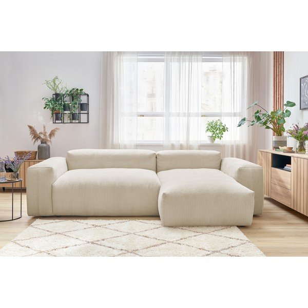 Smėlio spalvos velvetinė kampinė sofa (dešinysis kampas) Lafayette - Bobochic Paris-image-1