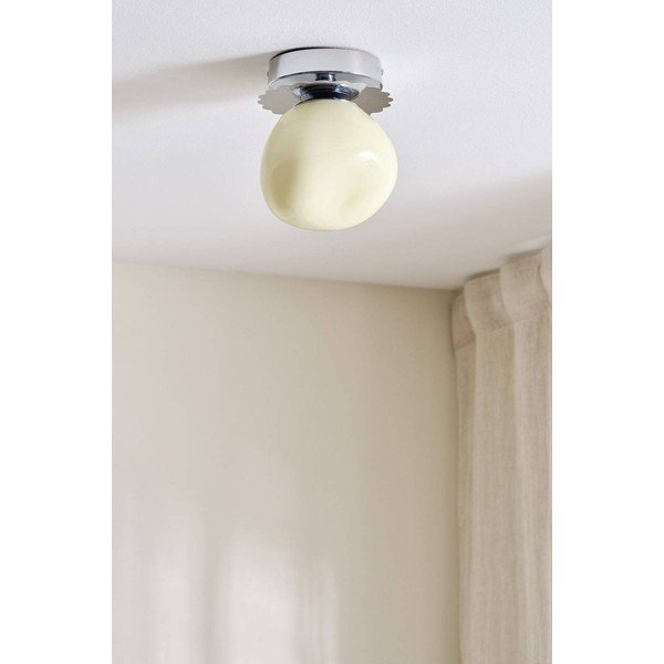 Kreminės spalvos/blizgios sidabrinės spalvos lubinis šviestuvas iš opalinio stiklo ø 12 cm Bon – Jotex-image-3