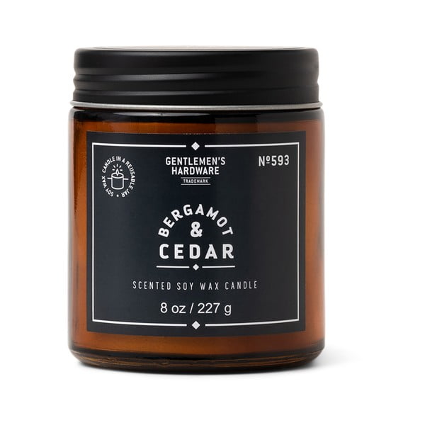 Aromatinė žvakė iš sojų vaško degimo laikas 48 h Bergamot & Cedar – Gentlemen's Hardware