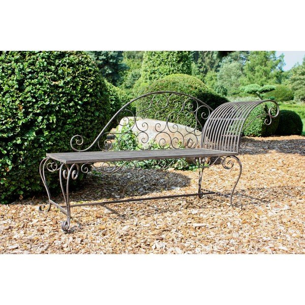 Metalinis sodo suoliukas juodos spalvos/tamsiai rudos spalvos Lamington – Garden Pleasure-image-2