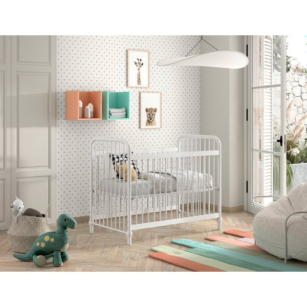 Vaikiška lovelė iš metalo baltos spalvos 60x120 cm BRONXX – Vipack-image-1