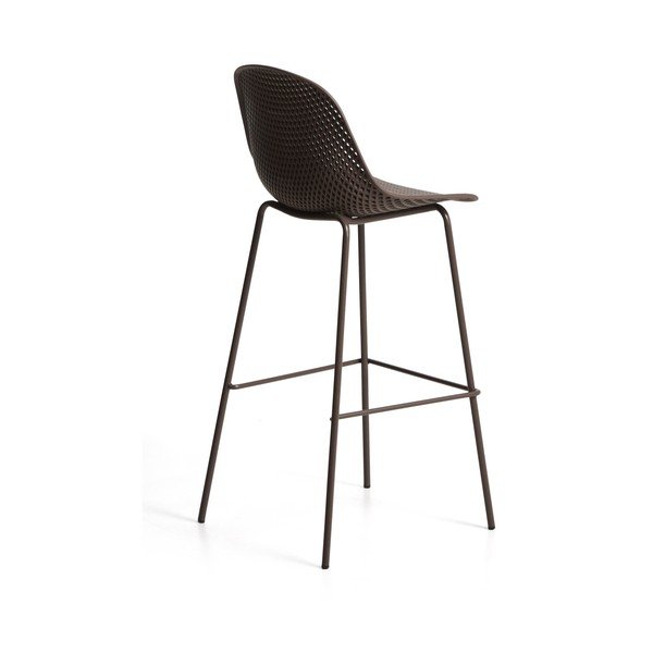 Rudos spalvos metalinė/plastikinė sodo baro taburetė Quinby – Kave Home-image-2