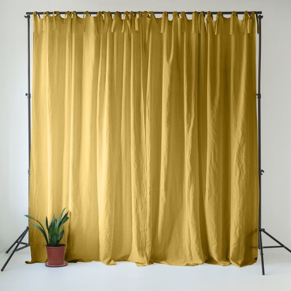 Geltonos spalvos iš lino užuolaida 140x330 cm Lemon Curry – Linen Tales