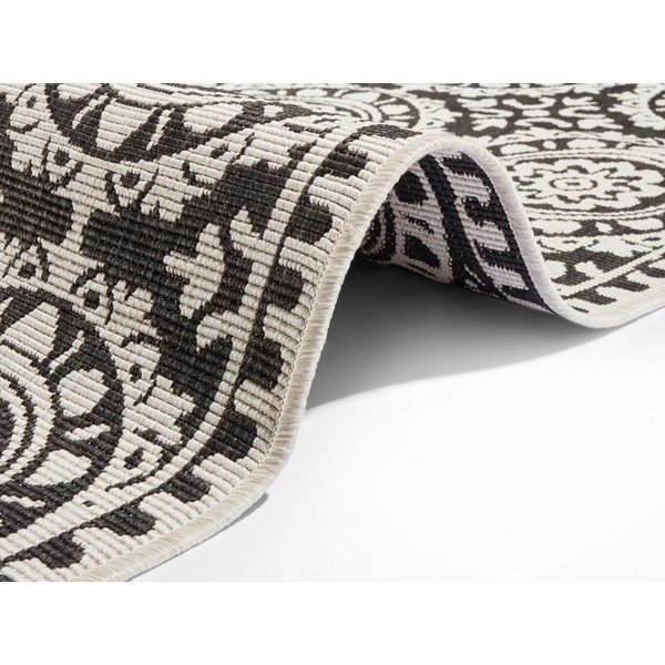 Juodos ir kreminės spalvos dvipusis lauko kilimas NORTHRUGS Jardin, 80 x 350 cm-image-2