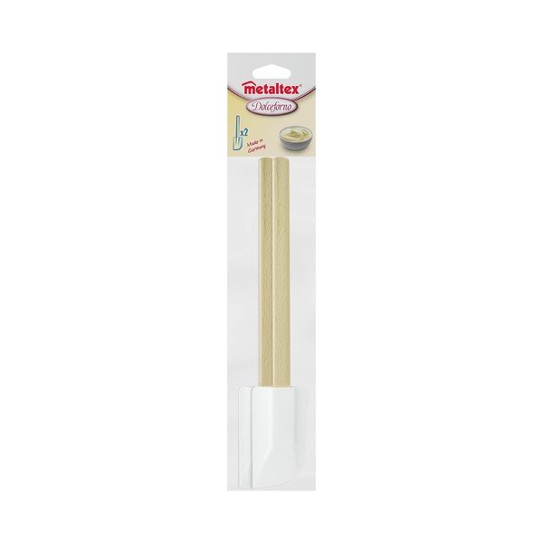 2 baltų plastikinių mentelių rinkinys su medine rankena Metaltex, 26 cm ilgio-image-1