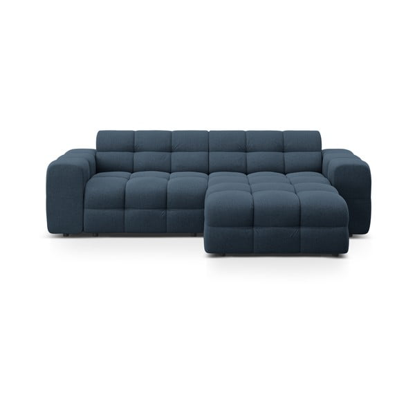 Tamsiai mėlynos spalvos kampinė sofa (su dešiniuoju kampu/su gultu) Kendal – Micadoni 