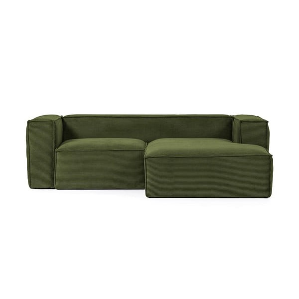 Žalia velvetinė kampinė sofa (dešinysis kampas) Blok - Kave Home