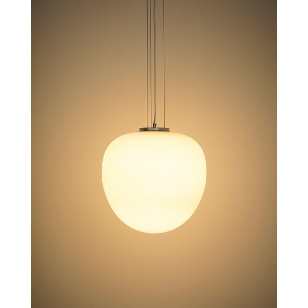 Baltos spalvos kabantis šviestuvas ø 25 cm su stiklo gaubtu Ardali – Kave Home-image-1